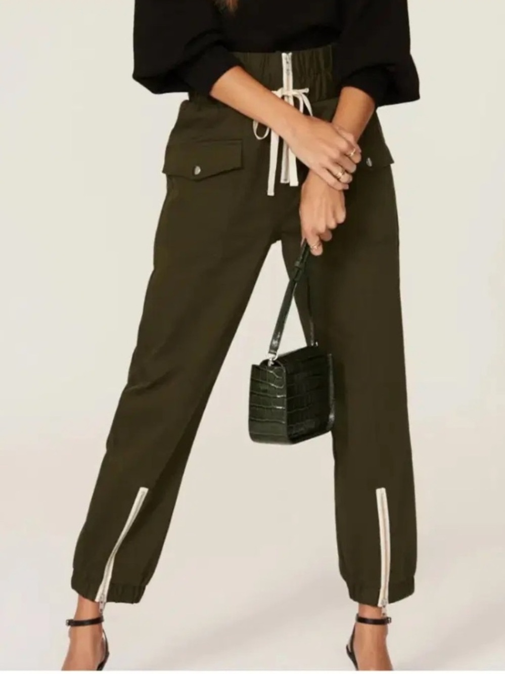 Marissa Webb Olive Green High Rise Cargo Jogger Pants size 4 6045